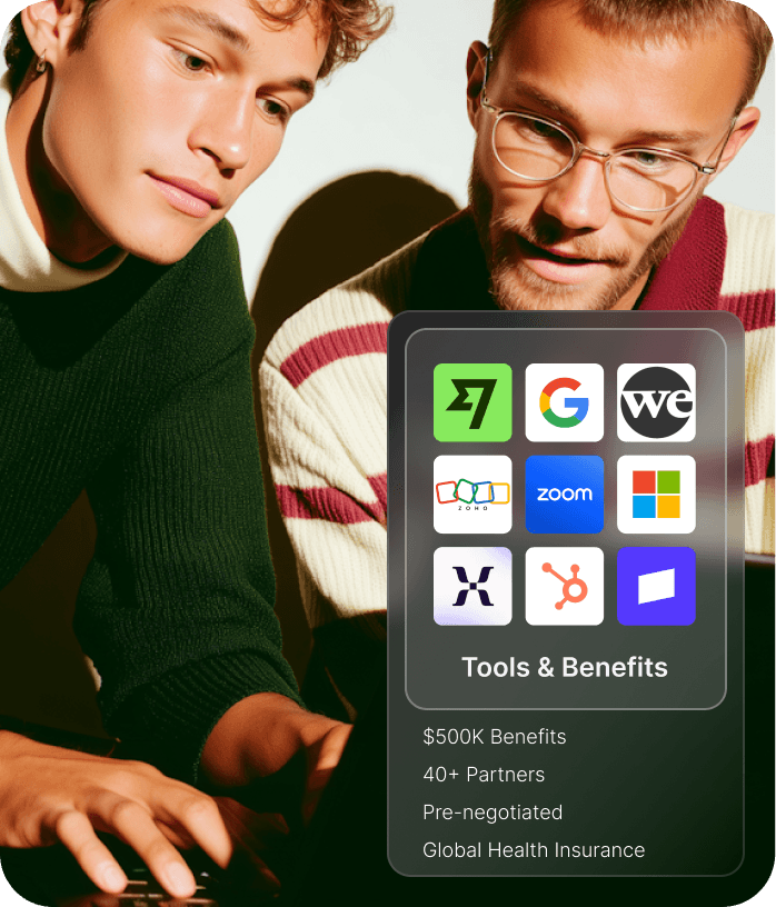 Sean and Bartosz, freelance developers, with tools and benefits