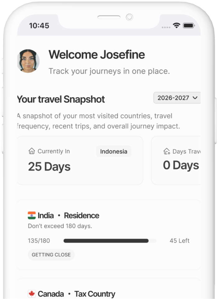 TravTracker app welcome screen on a phone